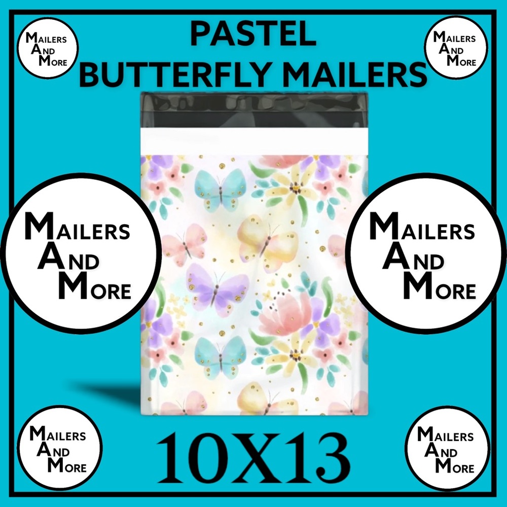 ( LAST 1 ) 50 10X13 Watercolor Butterfly Poly Mailers Bags CLEARANCE - Picture 3 of 5